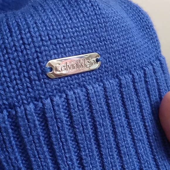 Calvin Klein Royal Blue Tunic Sweater Acrylic Cawl Neck - Picture 11 of 12